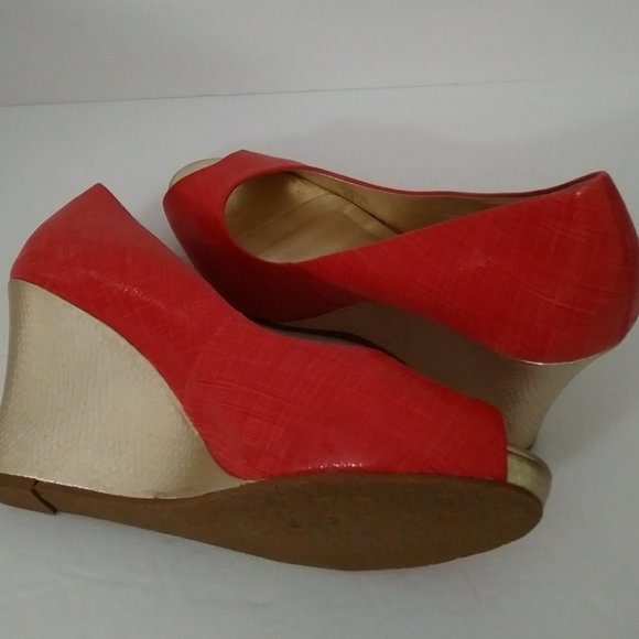 Lilly Pulitzer Orange Wedge Shoes Size 8.5 - Picture 3 of 13